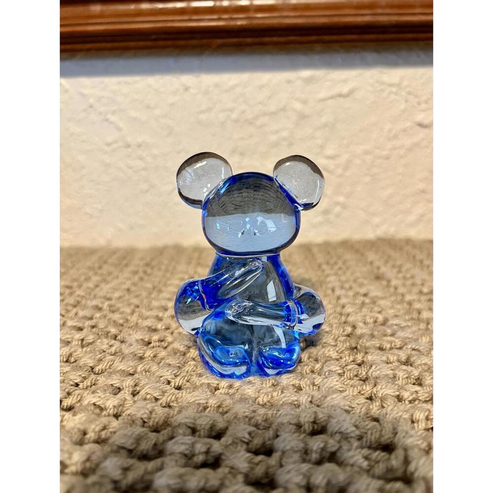 US Commemorative Fine‎ Art Gallery Blue Glass Bear Figurine 2.25"